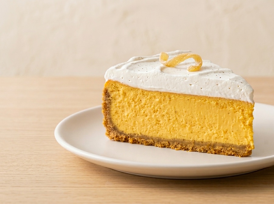 Ginger Mango cheesecake cross-section